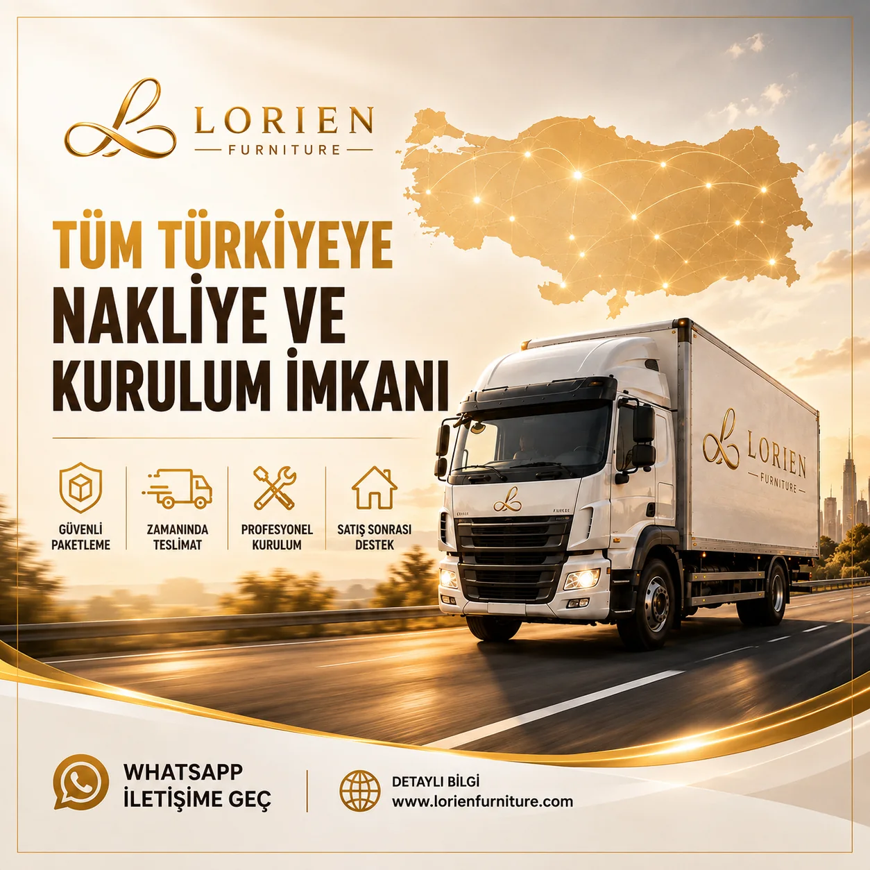 Türkiye’nin 81 iline nakliye ve kurulum — güvenli paketleme, zamanında teslimat, profesyonel kurulum, satış sonrası destek